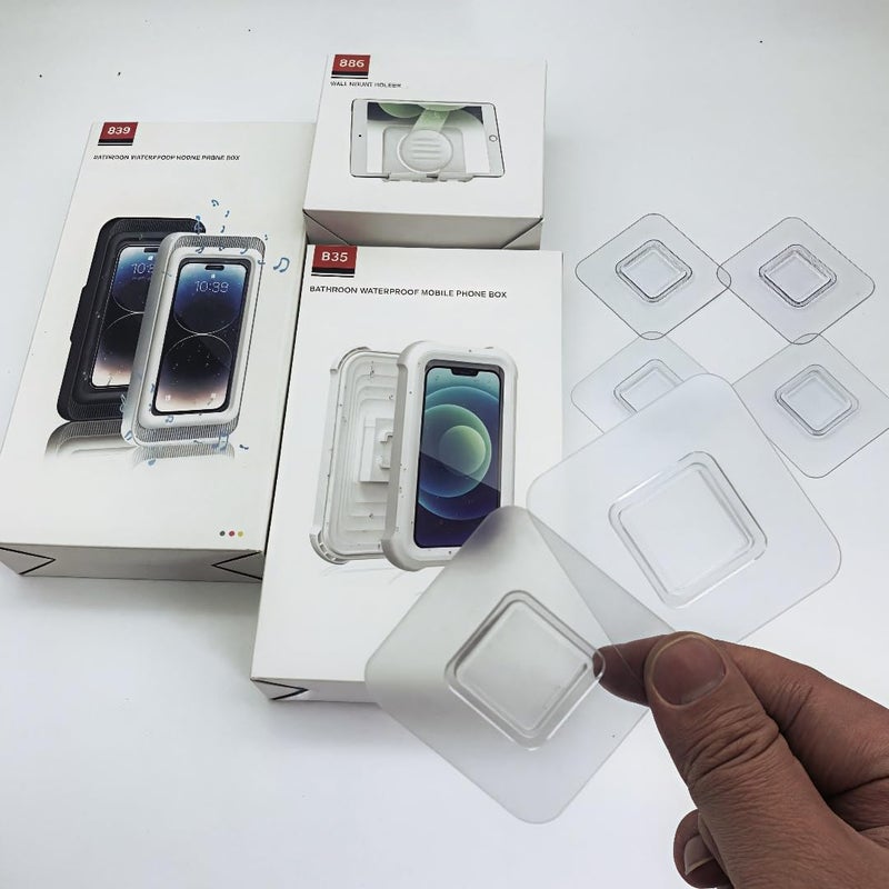 OOLYCIO 6pcs Wall Mount Plastic Adhesive Mounting Stickers for B35/B39/B86 Shower Phone Holder Wall Phone Mount - Image 1